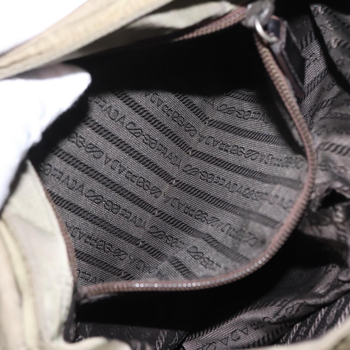 PRADA Shoulder Bag Nylon Khaki Silver Auth mr1600