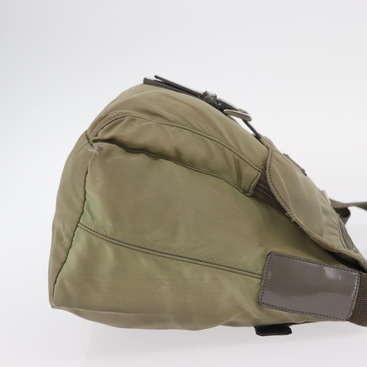 PRADA Shoulder Bag Nylon Khaki Silver Auth mr1600