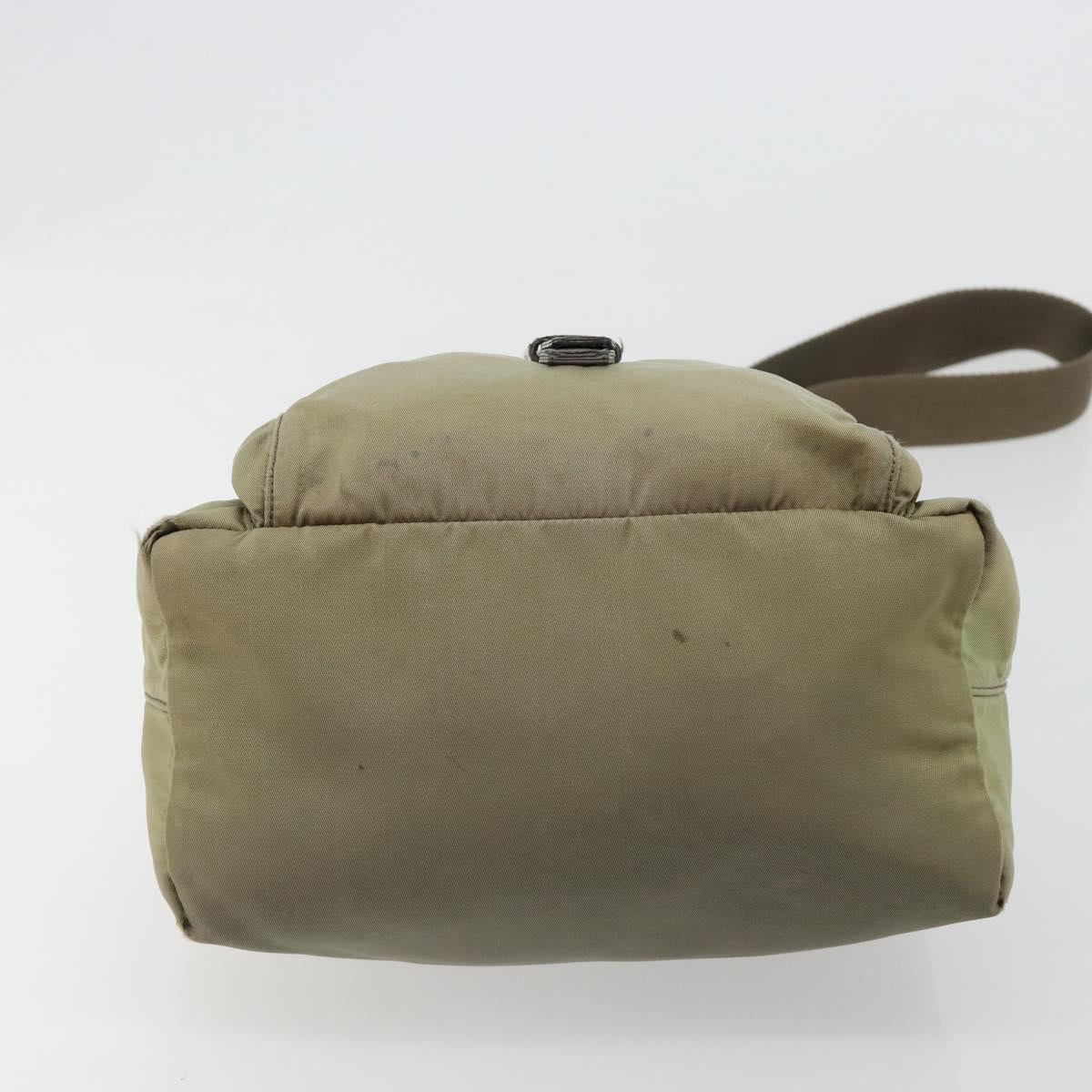PRADA Shoulder Bag Nylon Khaki Silver Auth mr1600