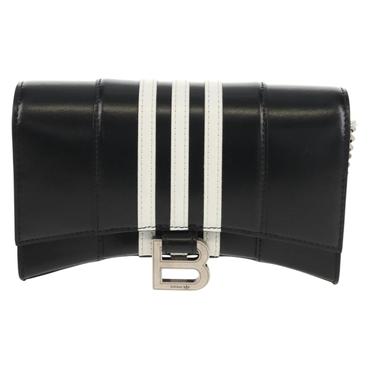 BALENCIAGA Adidas collaboration Chain Bag Leather Black 656050 Auth mr1601M