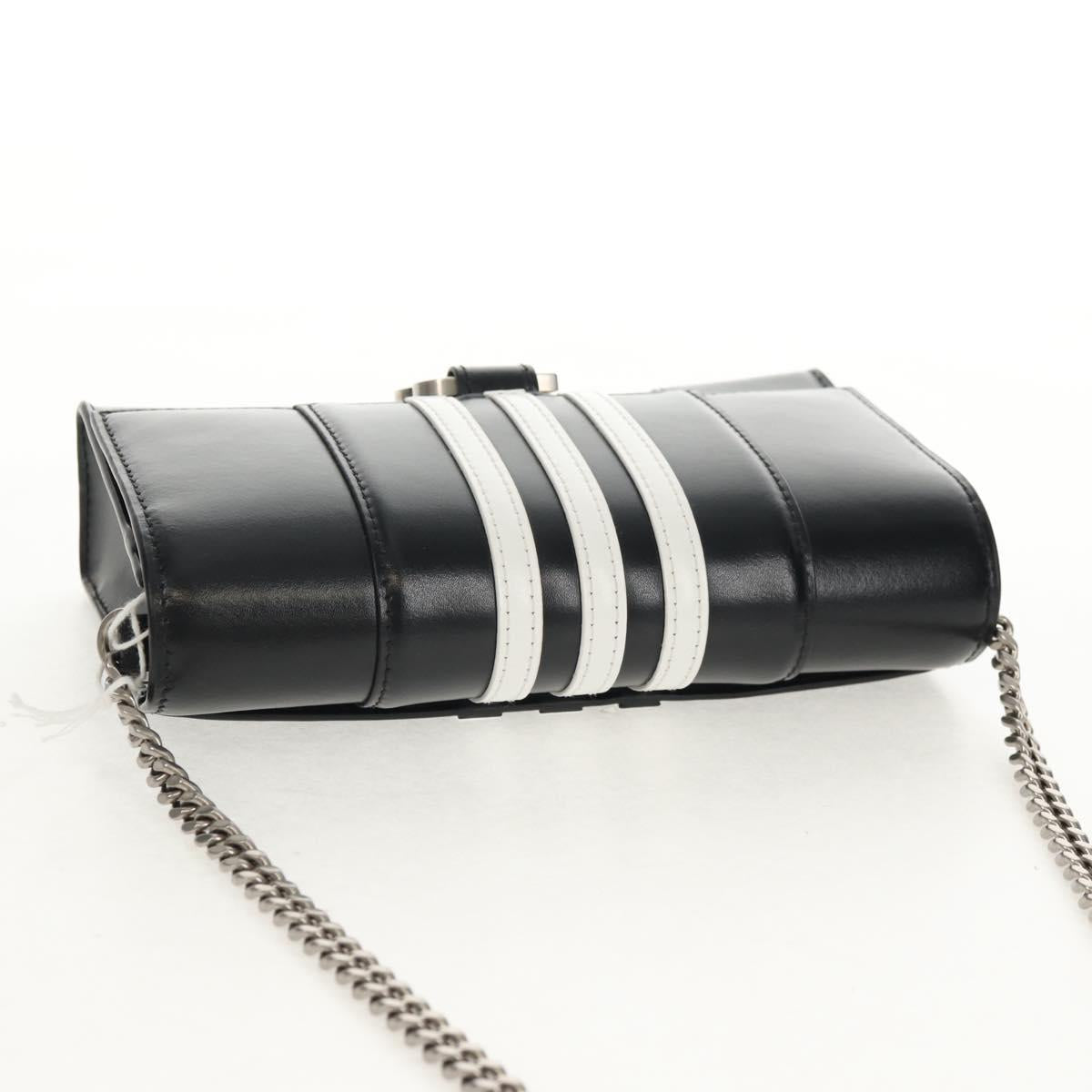 BALENCIAGA Adidas collaboration Chain Bag Leather Black 656050 Auth mr1601M