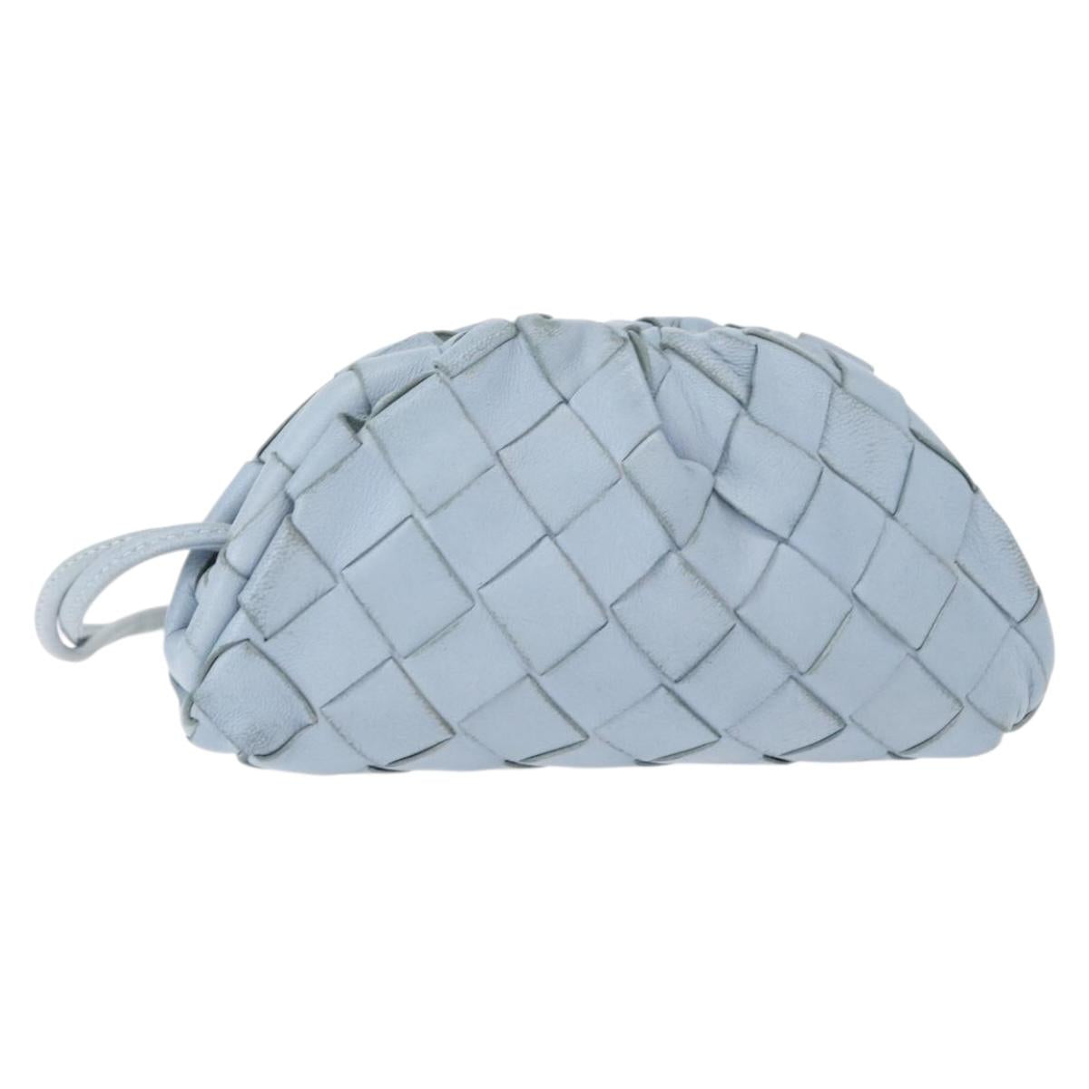 BOTTEGA VENETA INTRECCIATO Mini The Pouch Leather Light Blue Auth mr1604