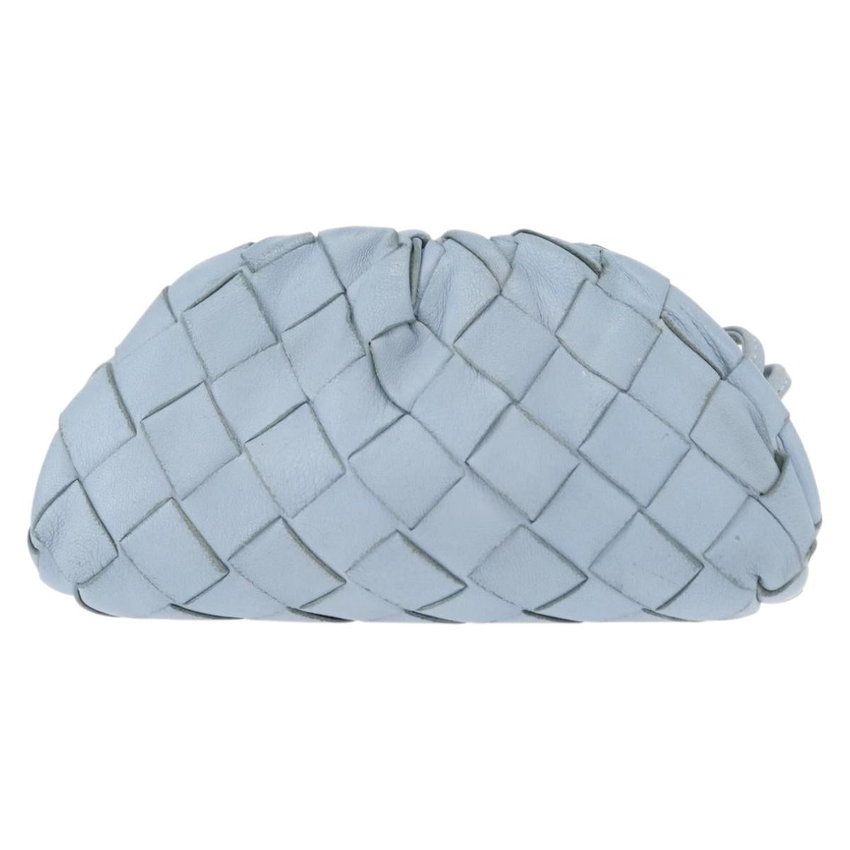 BOTTEGA VENETA INTRECCIATO Mini The Pouch Leather Light Blue Auth mr1604