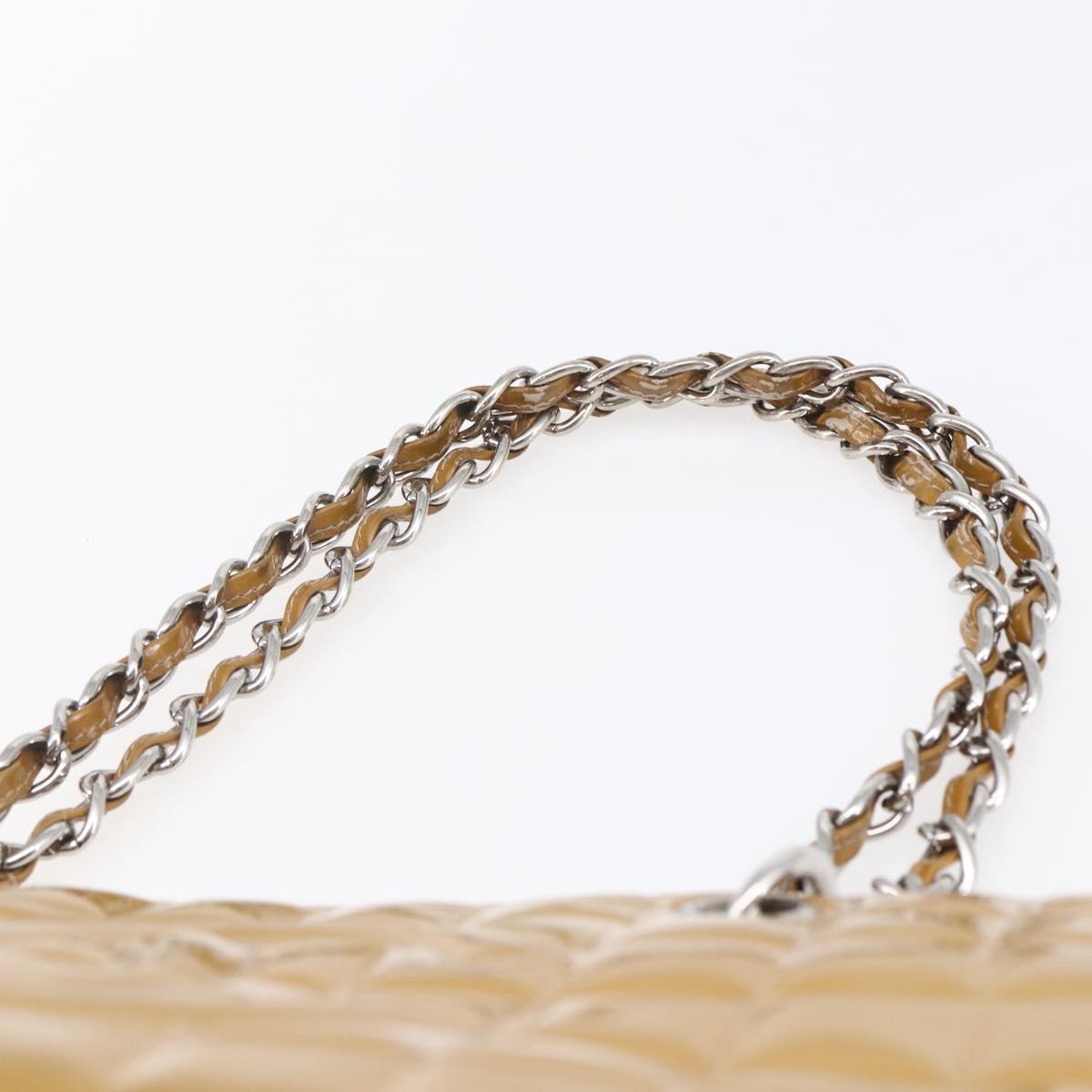 CHANEL Chain Shoulder Bag Patent leather Yellow Silver CC Auth mr1607