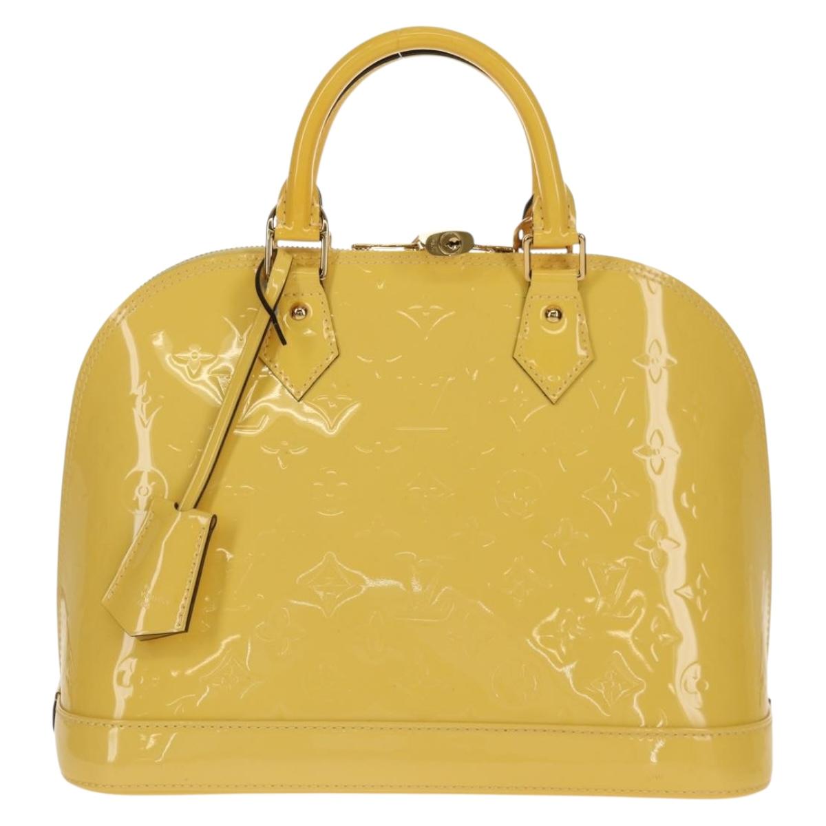LOUIS VUITTON Monogram Vernis Alma PM Bag Yellow Citrin M90101 LV Auth mr1608A