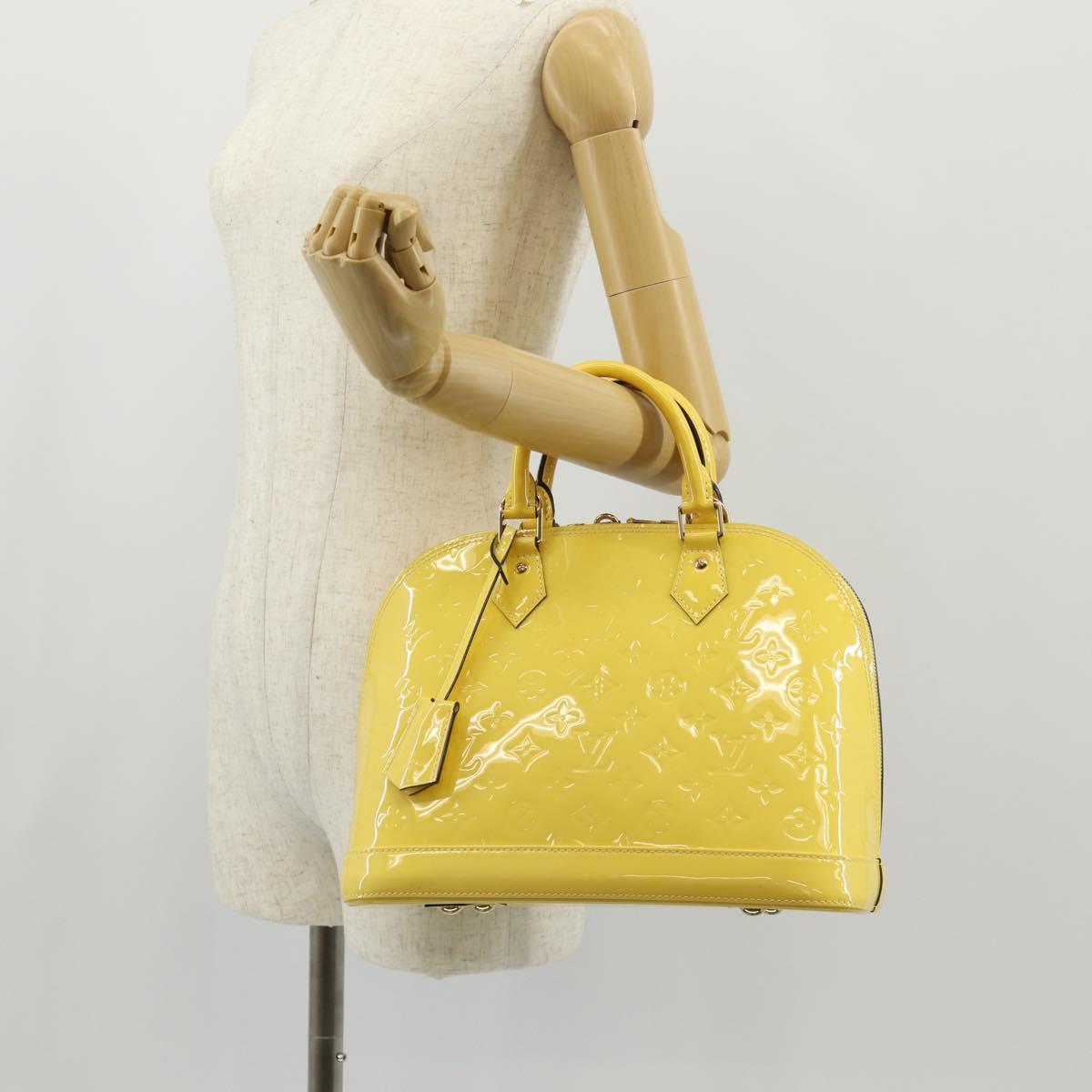 LOUIS VUITTON Monogram Vernis Alma PM Bag Yellow Citrin M90101 LV Auth mr1608A