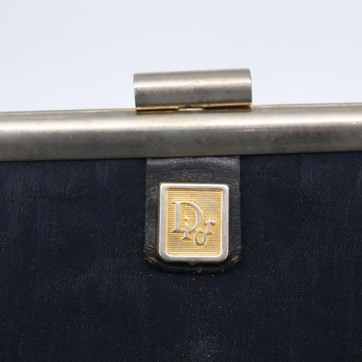 Christian Dior Trotter Canvas Mini Clutch Bag Navy Gold Auth mr1614