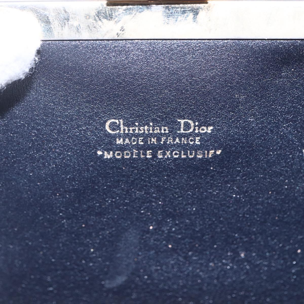 Christian Dior Trotter Canvas Mini Clutch Bag Navy Gold Auth mr1614