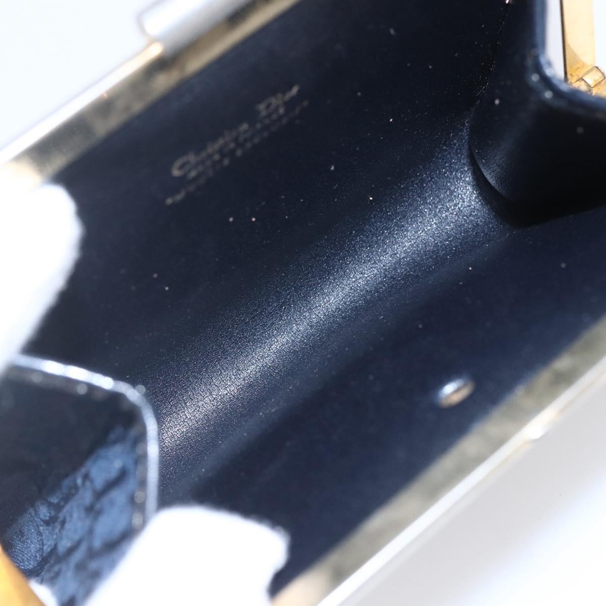 Christian Dior Trotter Canvas Mini Clutch Bag Navy Gold Auth mr1614