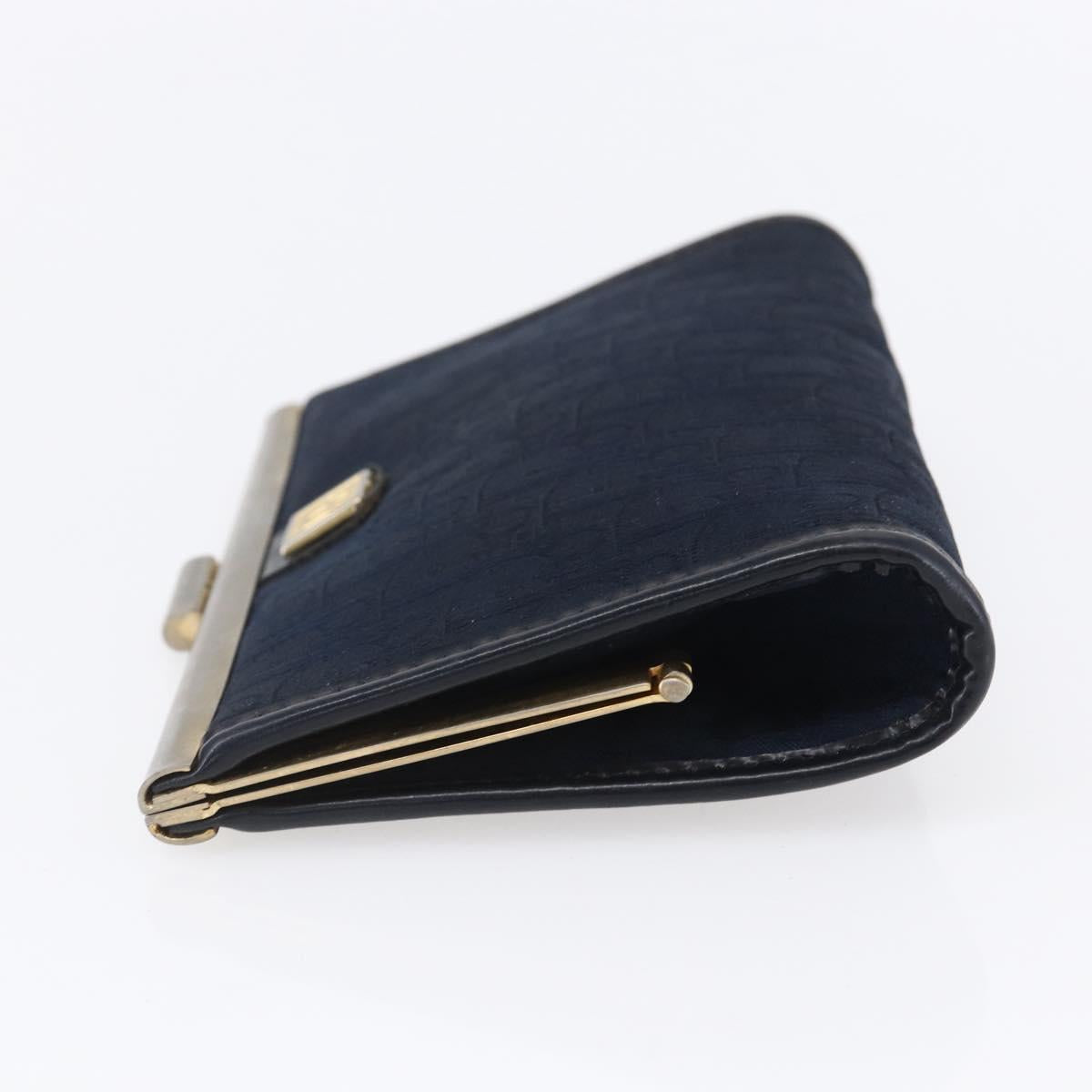 Christian Dior Trotter Canvas Mini Clutch Bag Navy Gold Auth mr1614