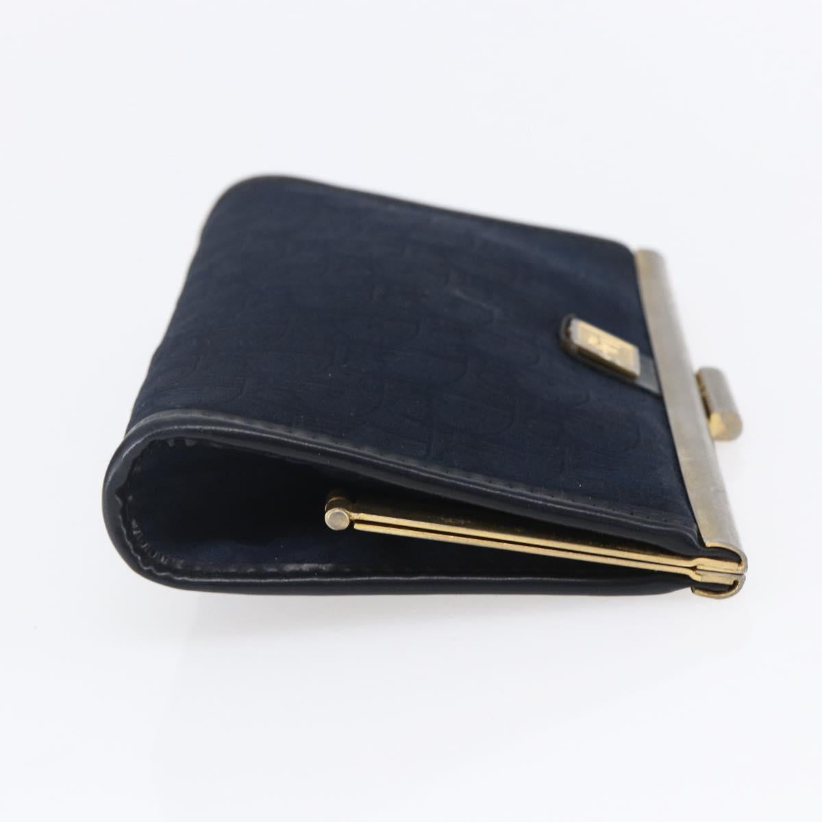 Christian Dior Trotter Canvas Mini Clutch Bag Navy Gold Auth mr1614