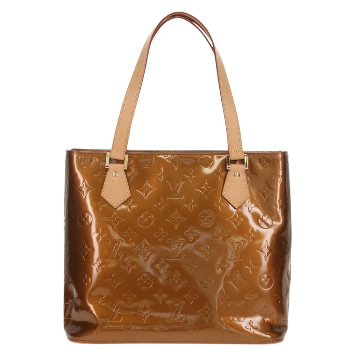 LOUIS VUITTON Monogram Vernis Houston Hand Bag Bronze M91122 LV Auth mr1617V