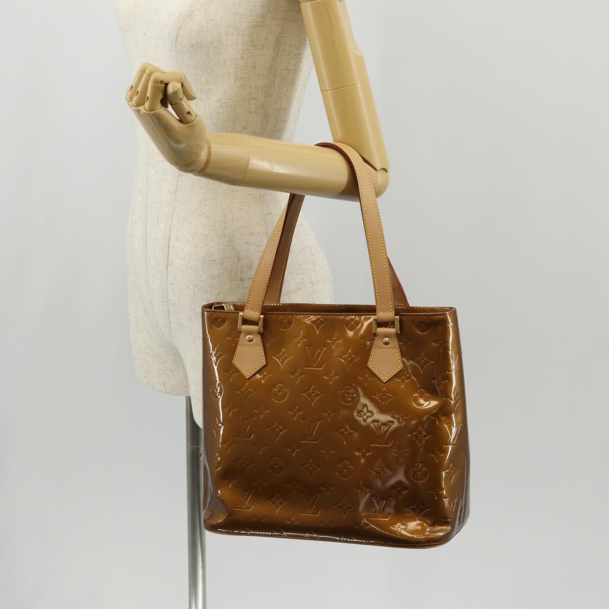 LOUIS VUITTON Monogram Vernis Houston Hand Bag Bronze M91122 LV Auth mr1617V
