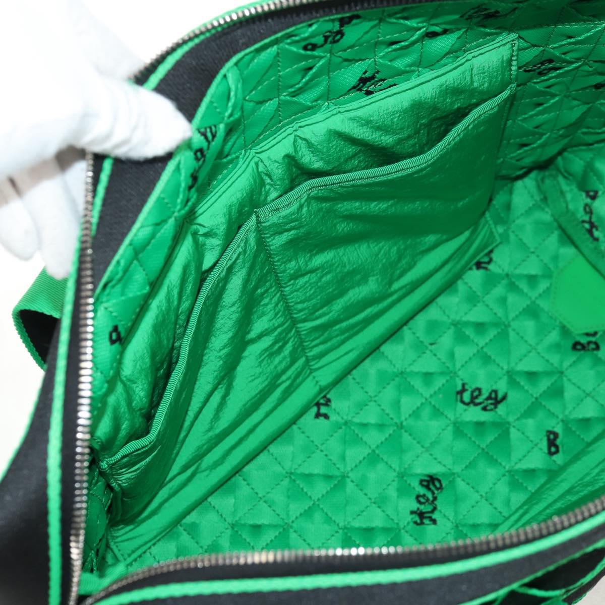 BOTTEGA VENETA Hand Bag Canvas 2way Green Black Silver Auth mr1618M