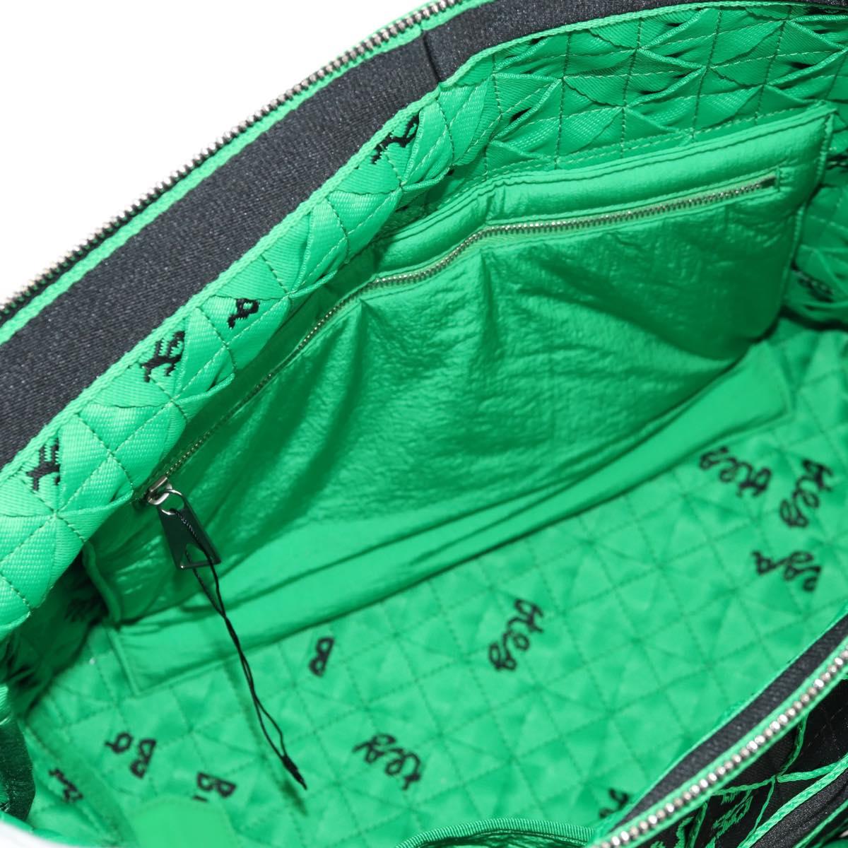 BOTTEGA VENETA Hand Bag Canvas 2way Green Black Silver Auth mr1618M