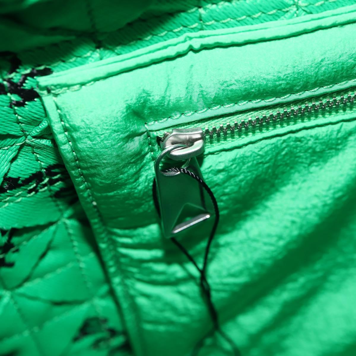 BOTTEGA VENETA Hand Bag Canvas 2way Green Black Silver Auth mr1618M