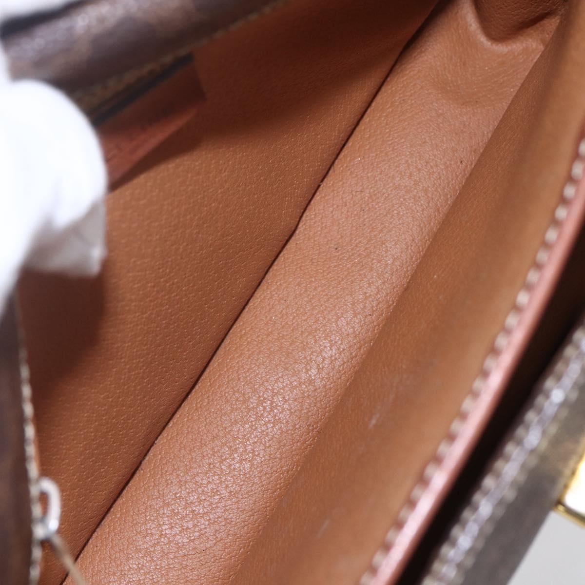 CELINE Macadam Canvas Shoulder Bag PVC Leather Brown Gold Auth mr1621
