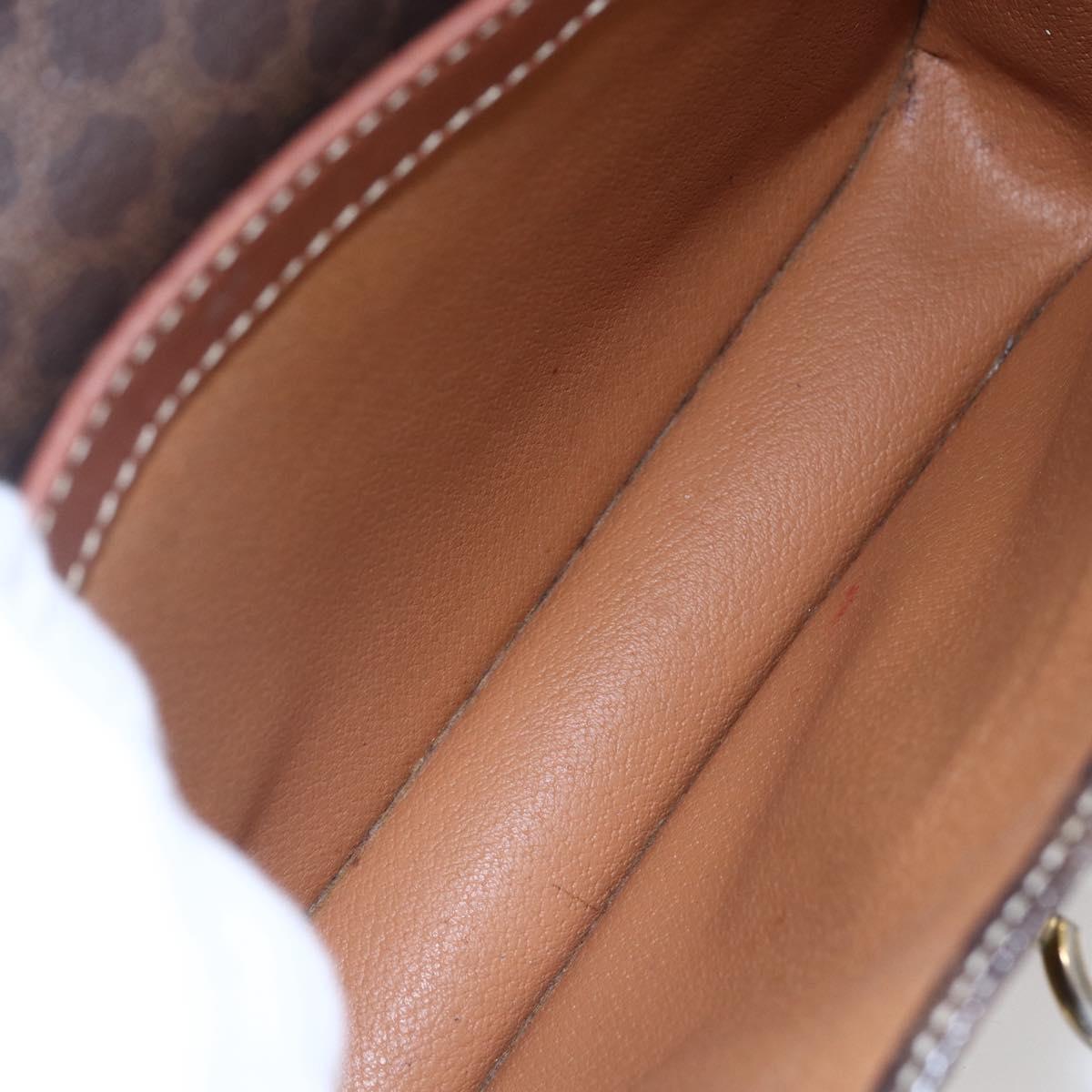 CELINE Macadam Canvas Shoulder Bag PVC Leather Brown Gold Auth mr1621