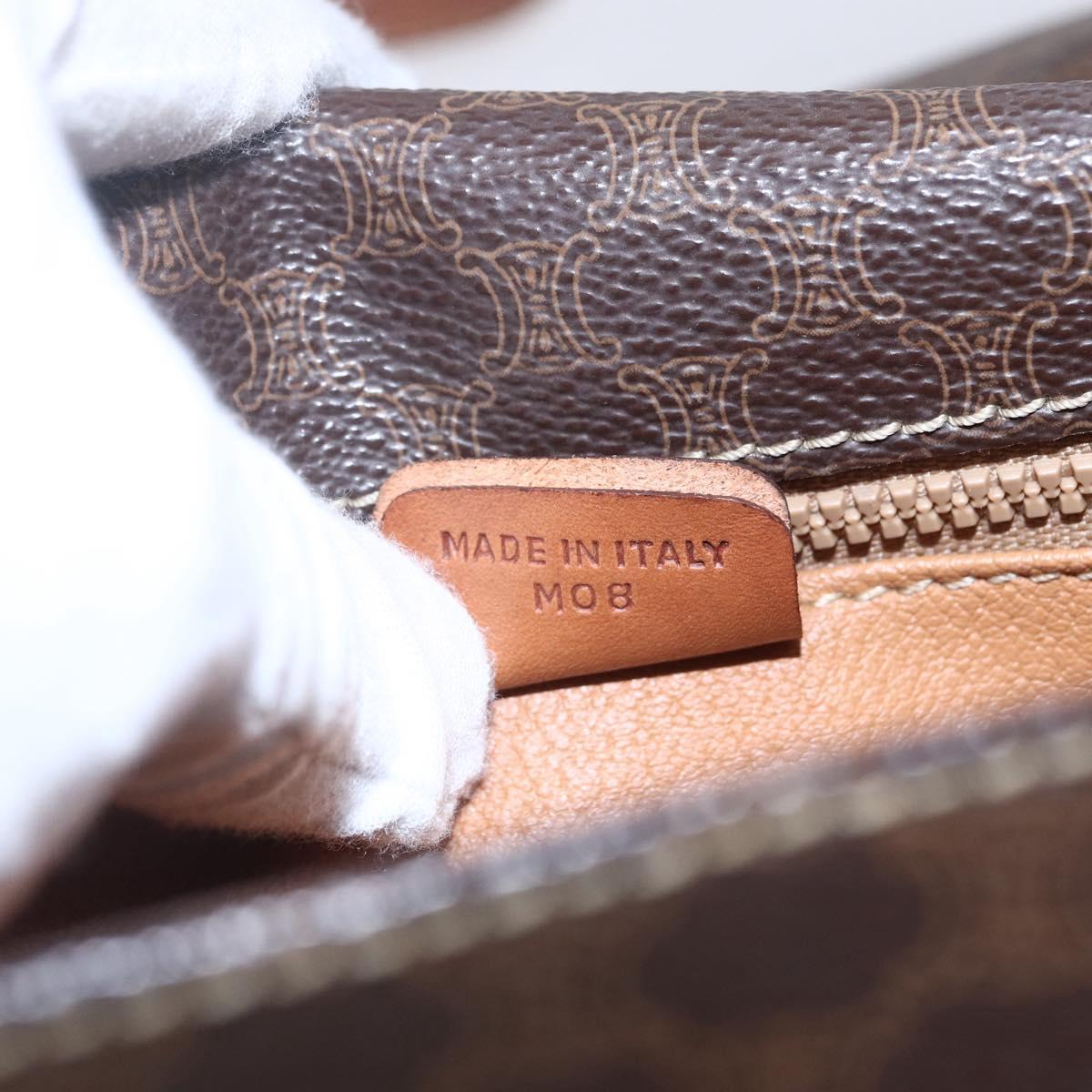 CELINE Macadam Canvas Shoulder Bag PVC Leather Brown Gold Auth mr1621