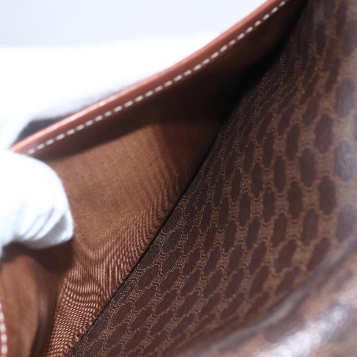 CELINE Macadam Canvas Shoulder Bag PVC Leather Brown Gold Auth mr1621