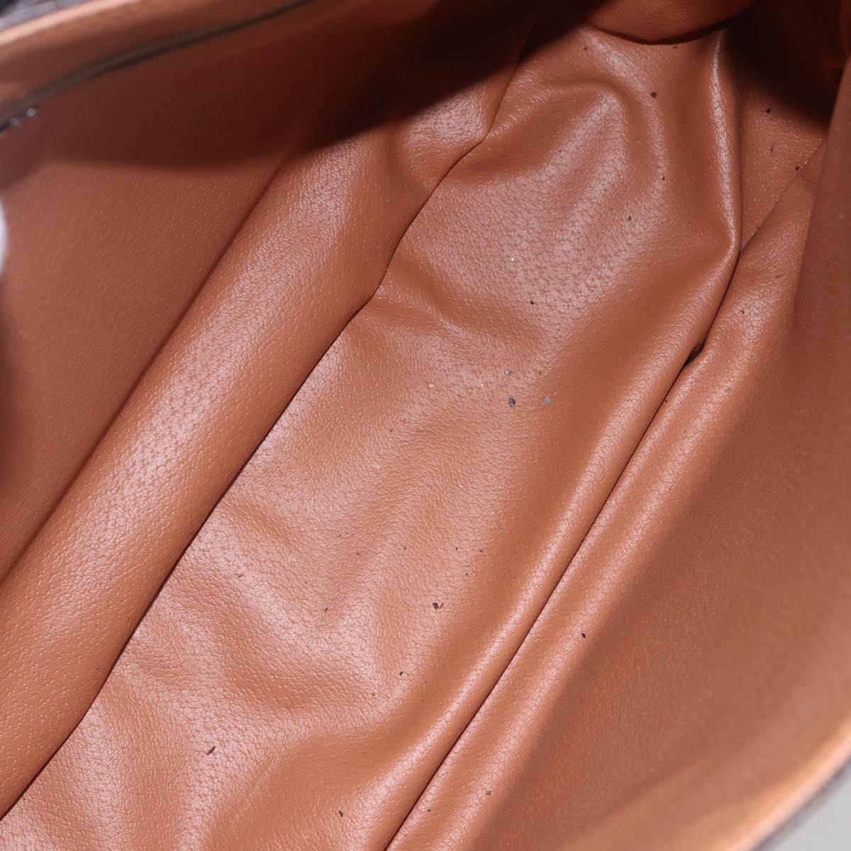 CELINE Macadam Canvas Shoulder Bag PVC Leather Brown Gold Auth mr1622