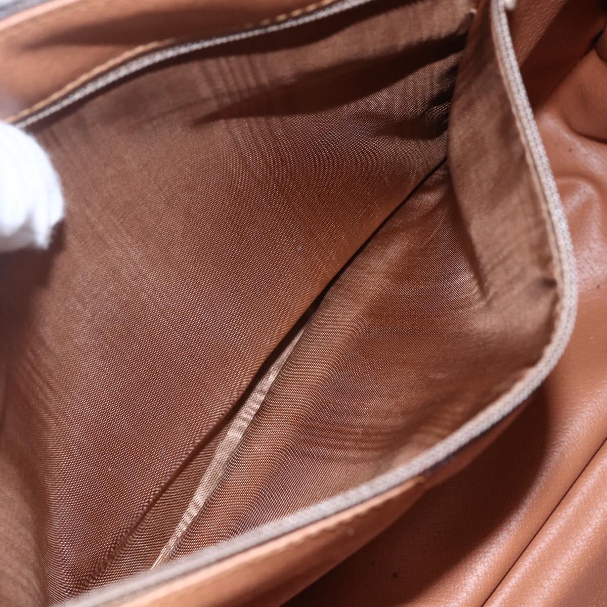 CELINE Macadam Canvas Shoulder Bag PVC Leather Brown Gold Auth mr1622