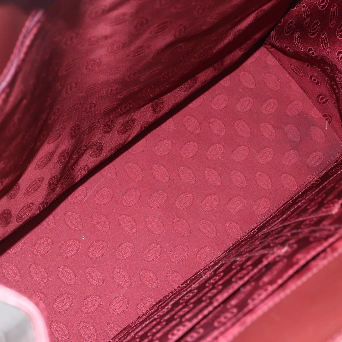 CARTIER Tote Bag Leather Bordeaux Gold Auth mr1623