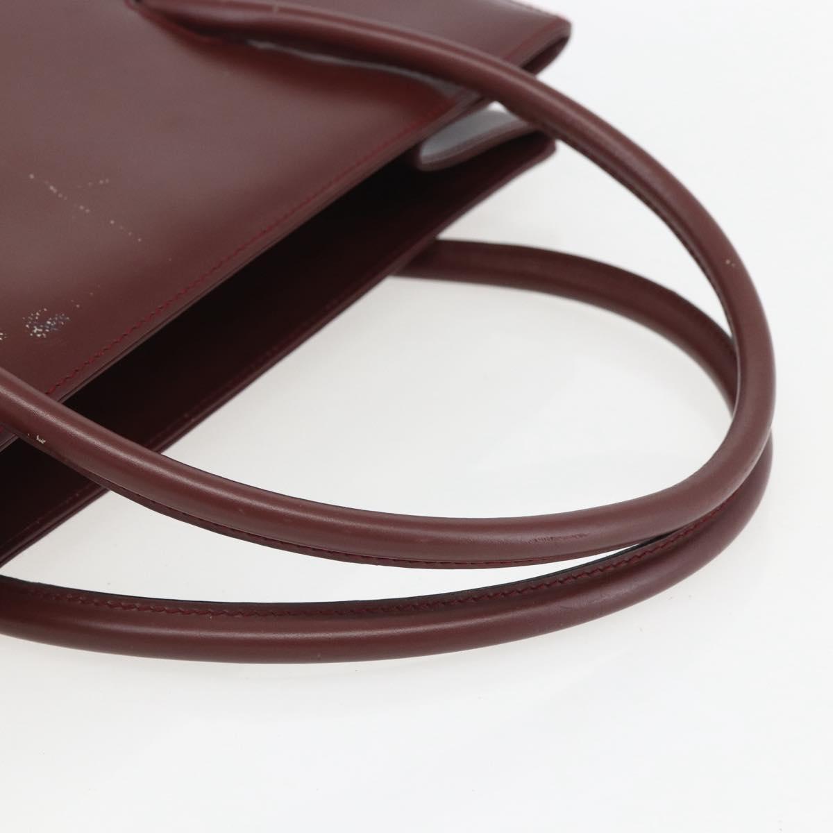 CARTIER Tote Bag Leather Bordeaux Gold Auth mr1623