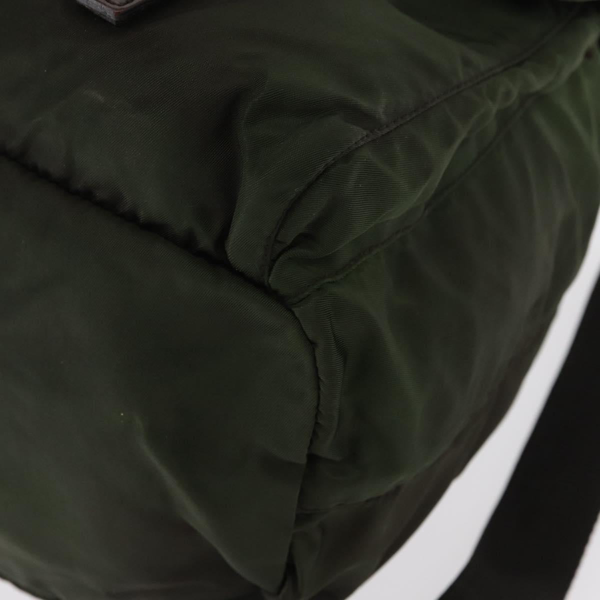 PRADA Backpack Nylon Khaki Silver Auth mr1625