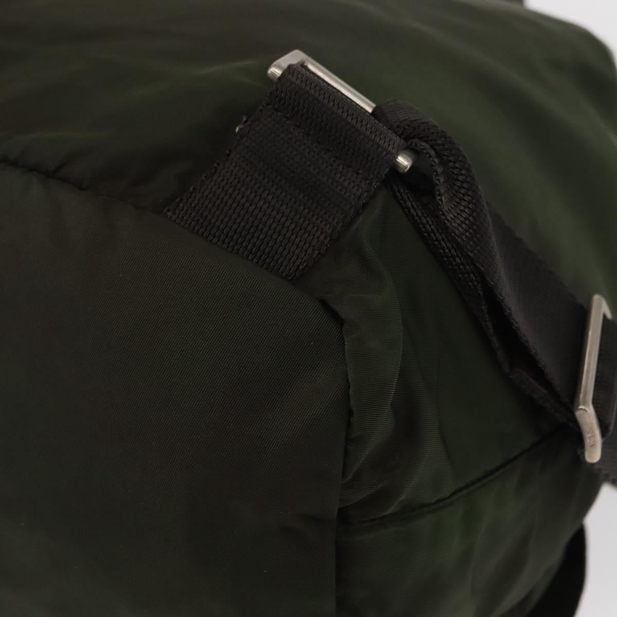 PRADA Backpack Nylon Khaki Silver Auth mr1625