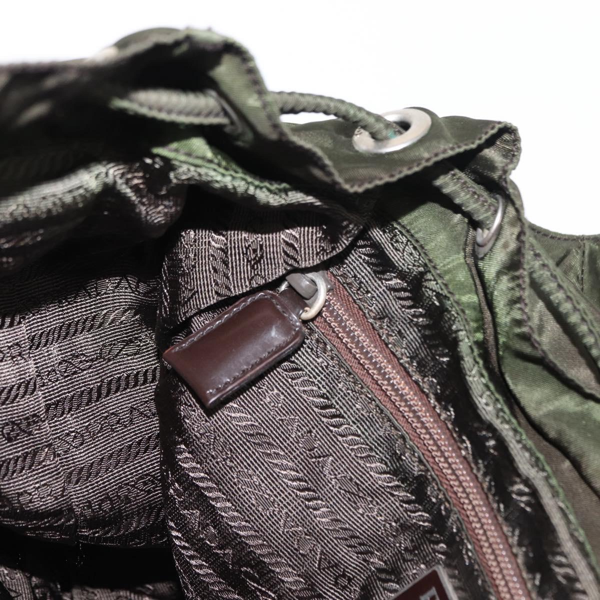 PRADA Backpack Nylon Khaki Silver Auth mr1625