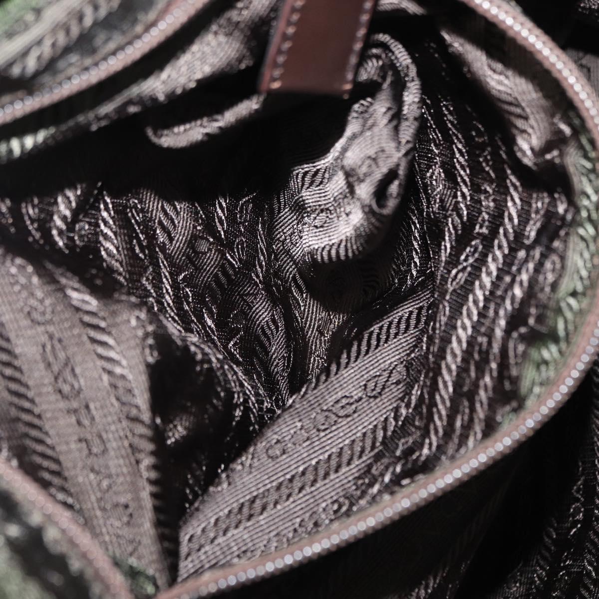 PRADA Backpack Nylon Khaki Silver Auth mr1625