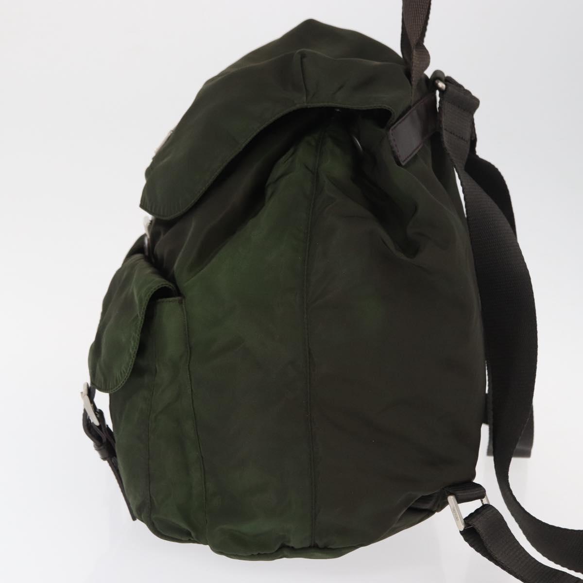PRADA Backpack Nylon Khaki Silver Auth mr1625