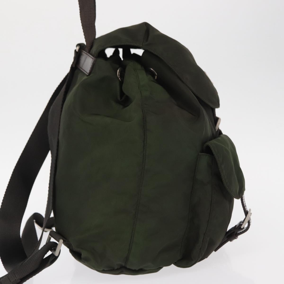 PRADA Backpack Nylon Khaki Silver Auth mr1625