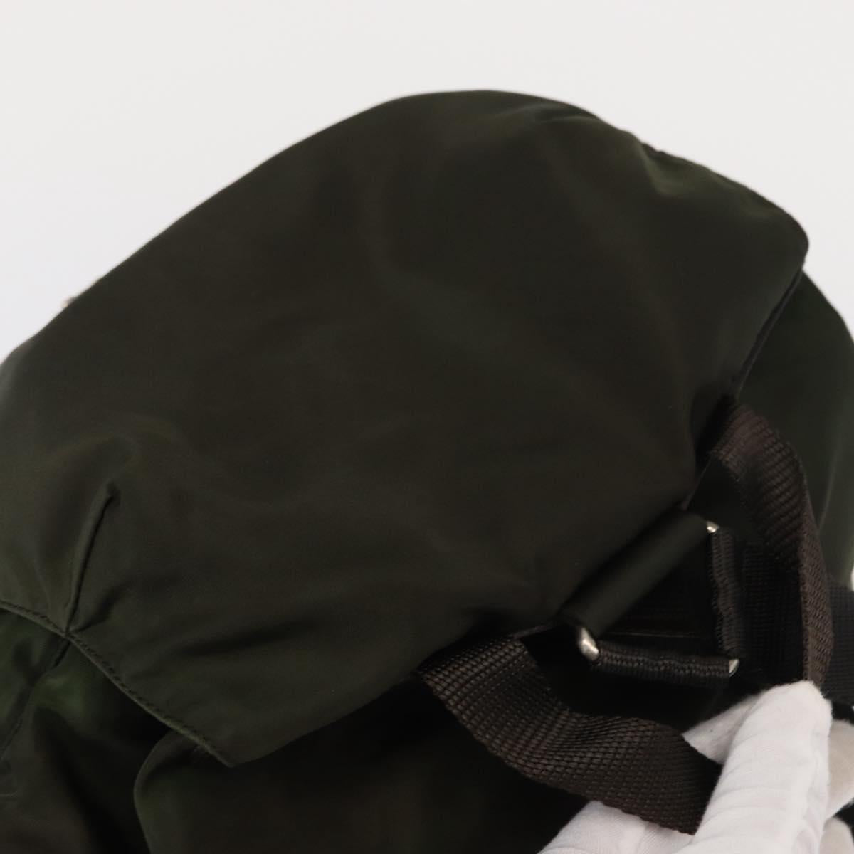 PRADA Backpack Nylon Khaki Silver Auth mr1625