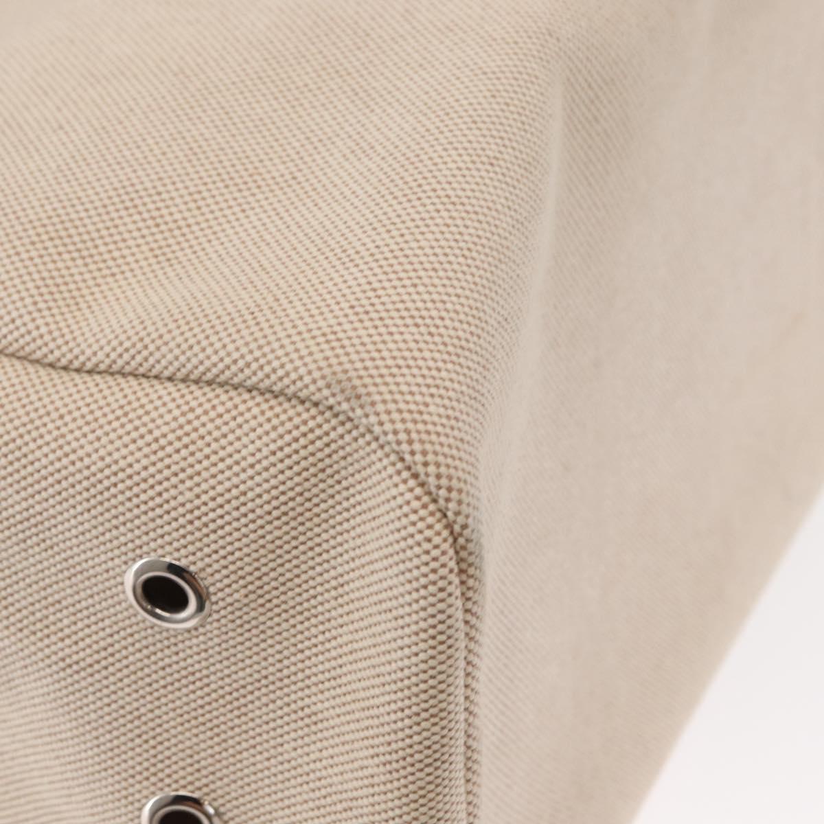 HERMES Pet Carry Bag Canvas Leather Beige Silver Auth mr1626