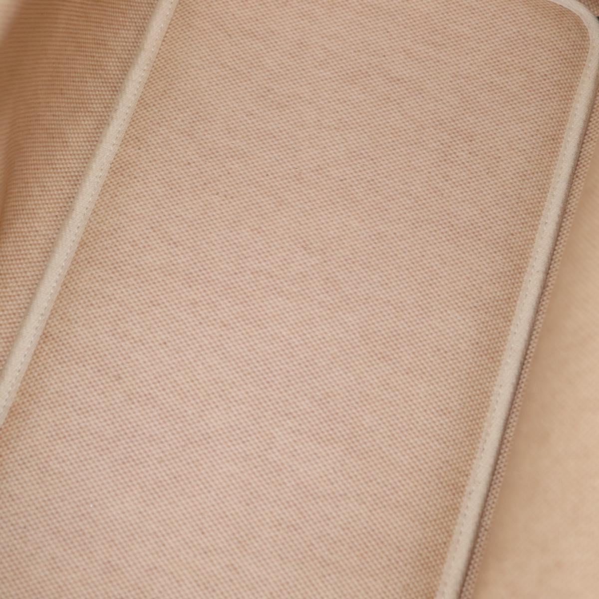 HERMES Pet Carry Bag Canvas Leather Beige Silver Auth mr1626