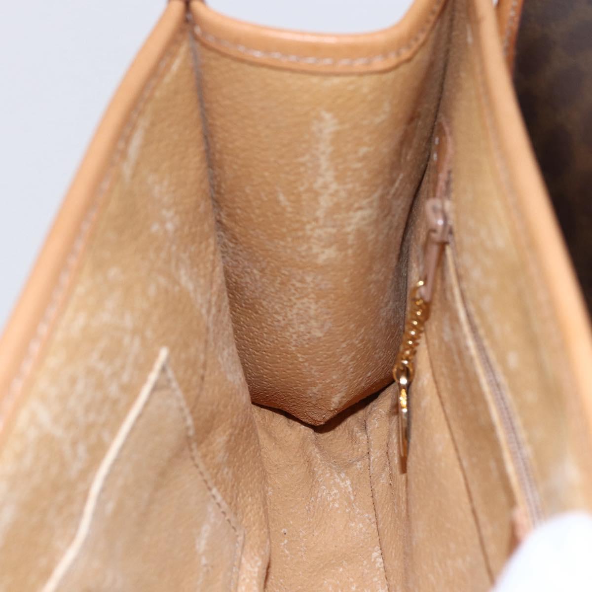 CELINE Macadam Canvas Clutch Bag PVC Leather Brown Gold Auth mr1627