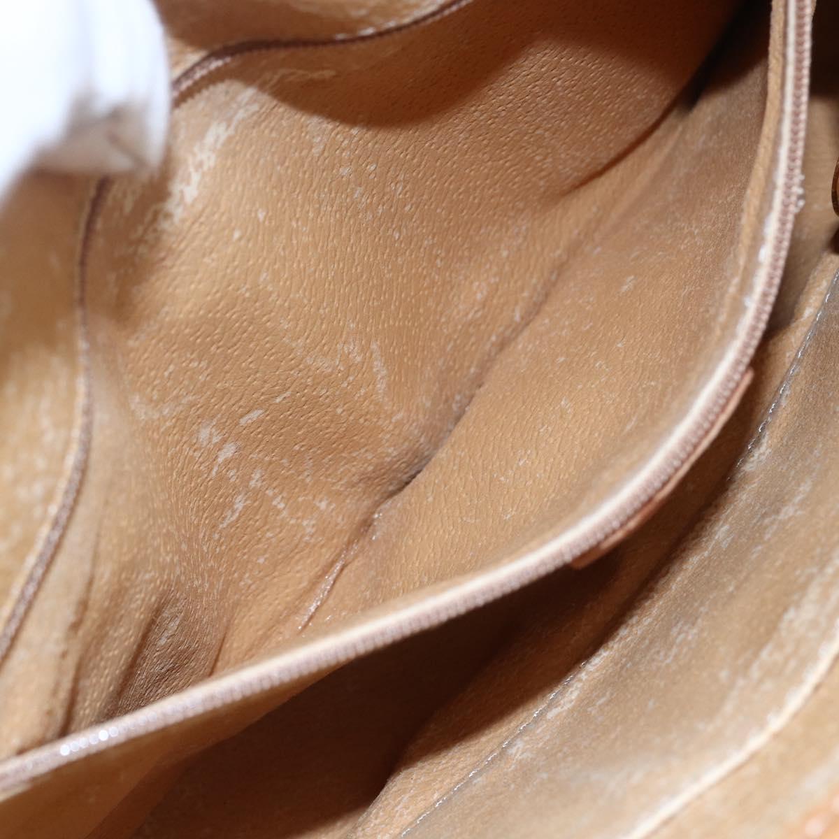 CELINE Macadam Canvas Clutch Bag PVC Leather Brown Gold Auth mr1627