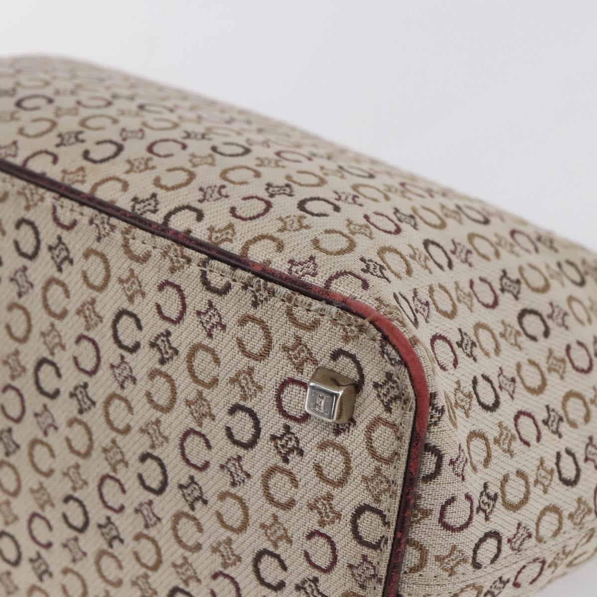 CELINE C Macadam Canvas Accessory Pouch Beige Silver Auth mr1628