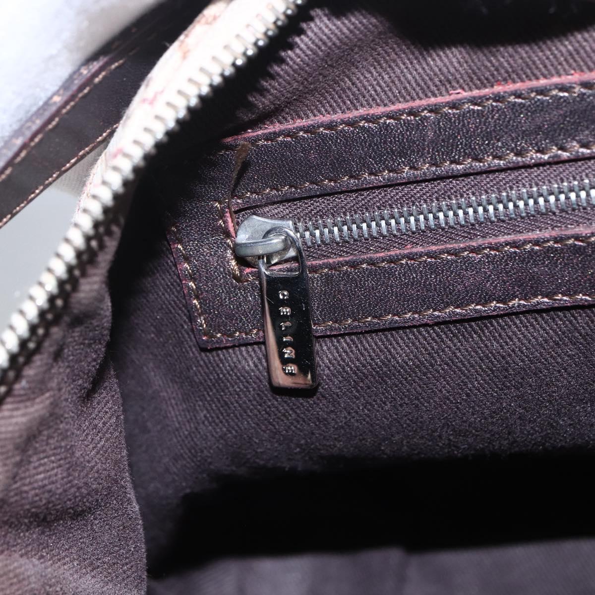 CELINE C Macadam Canvas Accessory Pouch Beige Silver Auth mr1628