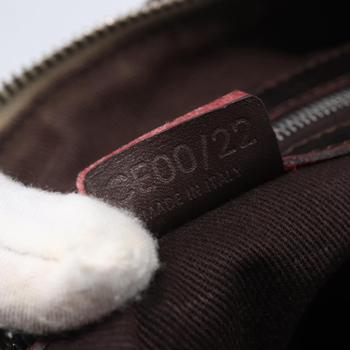 CELINE C Macadam Canvas Accessory Pouch Beige Silver Auth mr1628