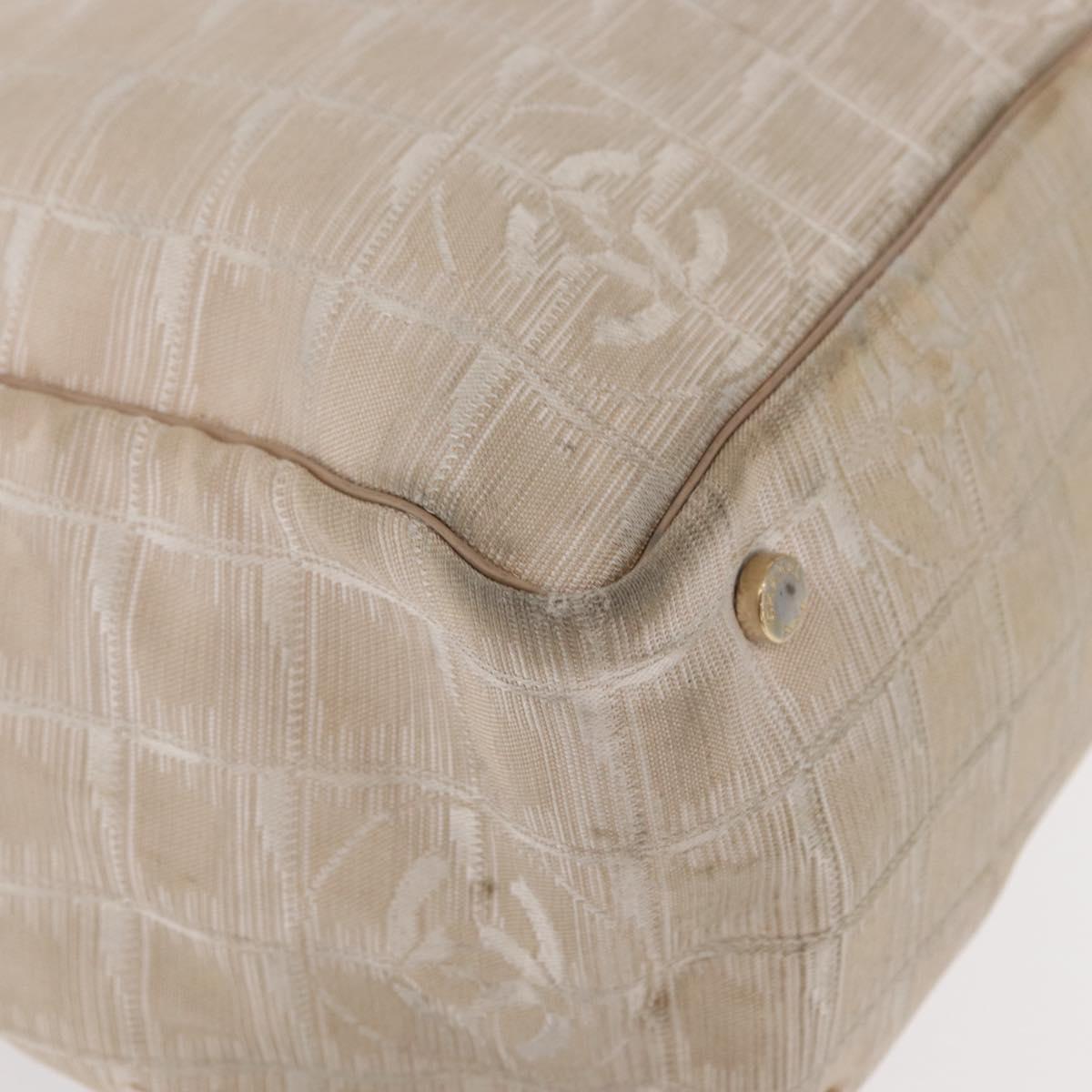 CHANEL New Travel Line Hand Bag Nylon Beige Gold CC Auth mr1630