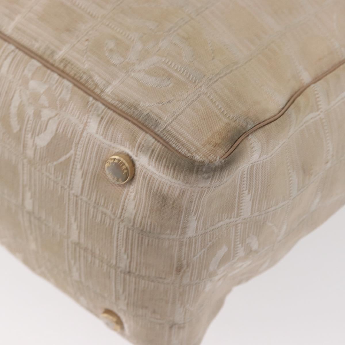 CHANEL New Travel Line Hand Bag Nylon Beige Gold CC Auth mr1630