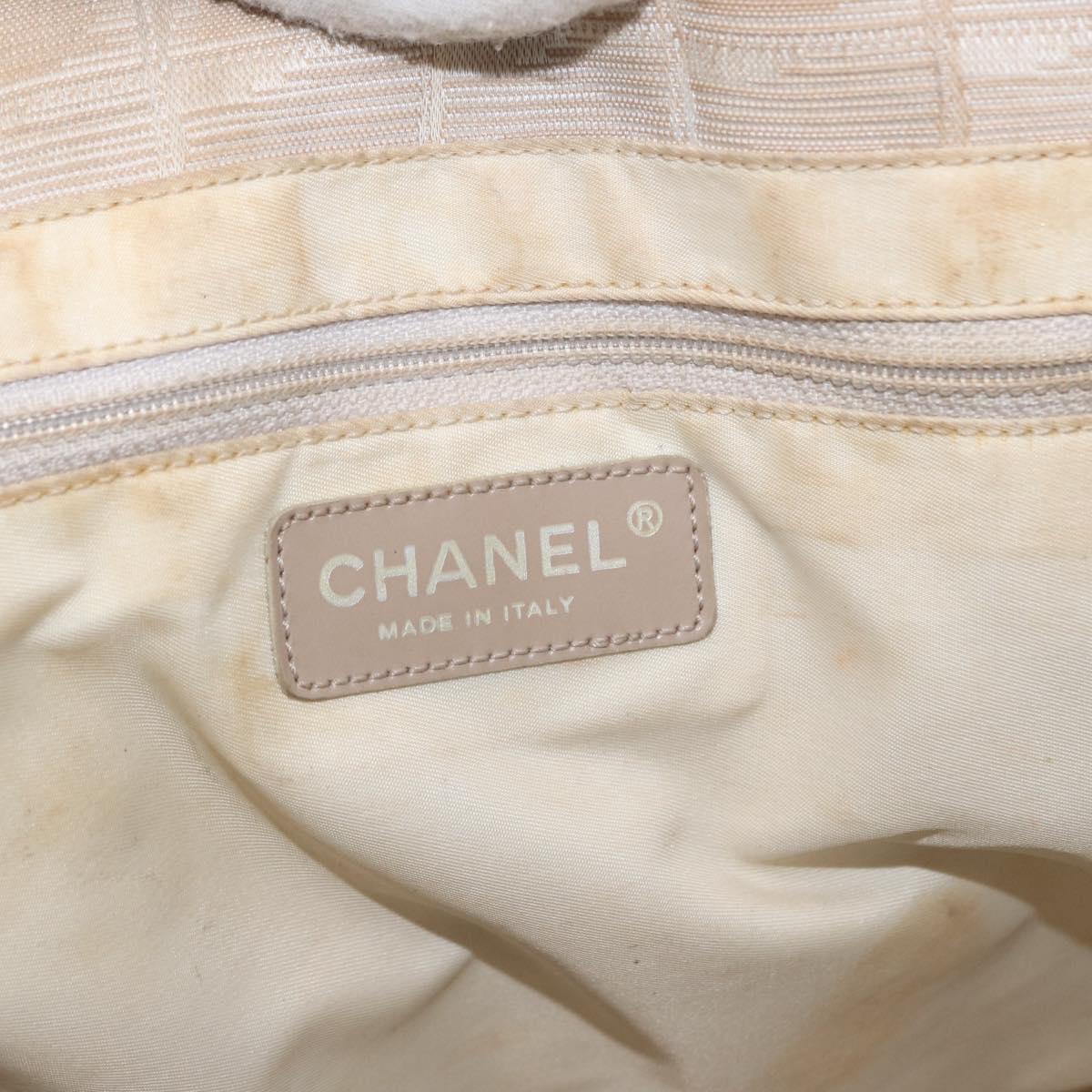 CHANEL New Travel Line Hand Bag Nylon Beige Gold CC Auth mr1630