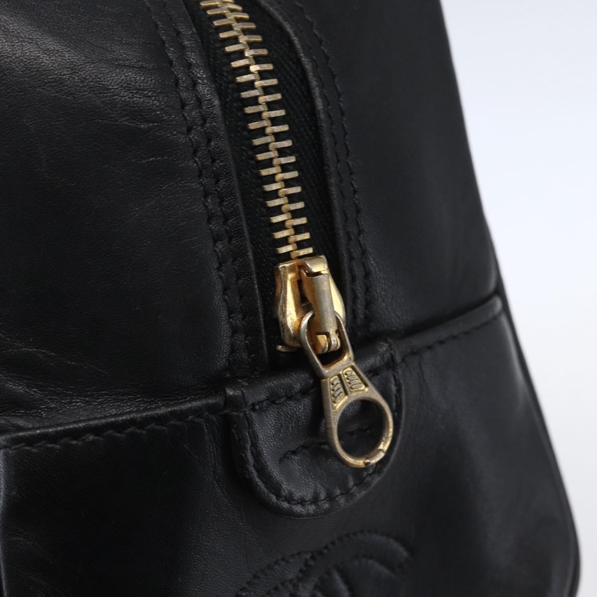 CHANEL Bicolore Pouch Patent leather Black Gold CC Auth mr1631