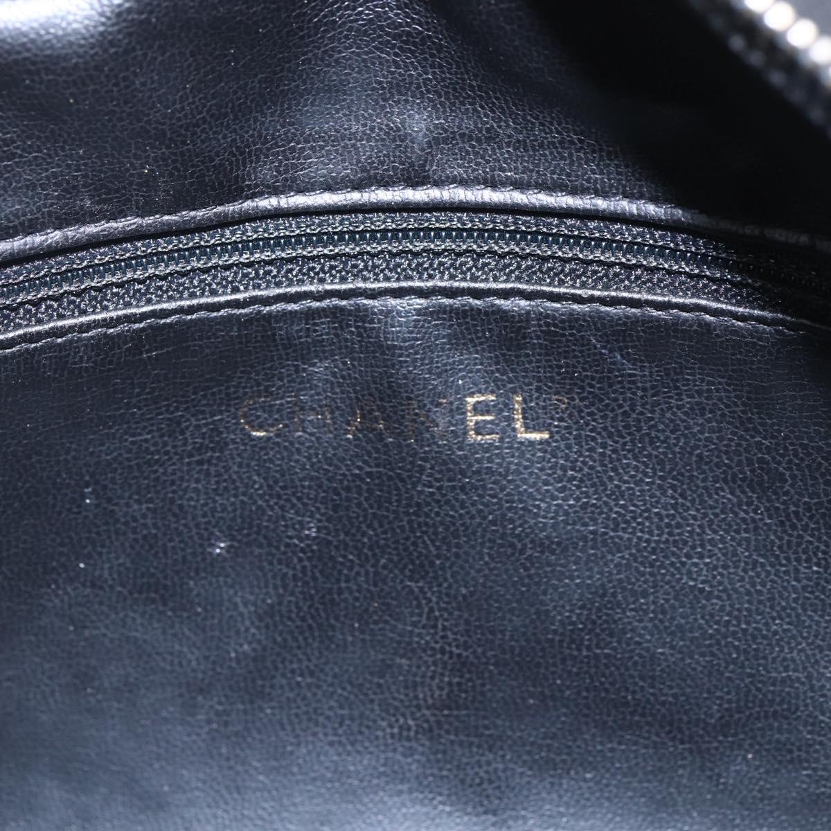 CHANEL Bicolore Pouch Patent leather Black Gold CC Auth mr1631