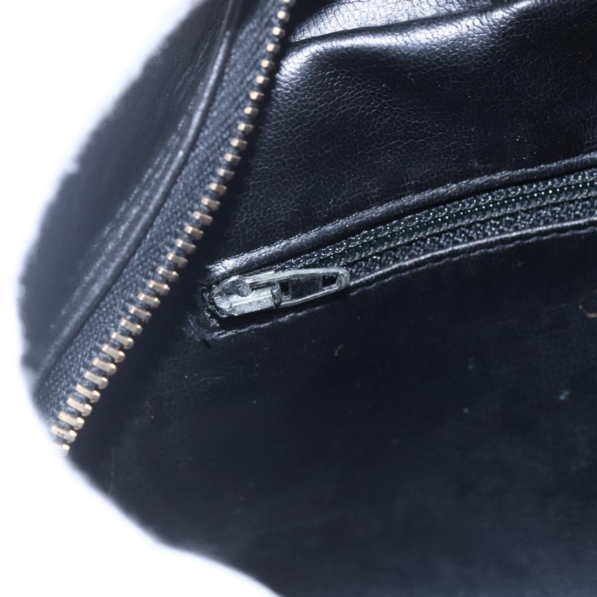 CHANEL Bicolore Pouch Patent leather Black Gold CC Auth mr1631