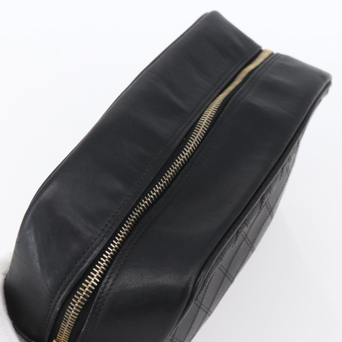 CHANEL Bicolore Pouch Patent leather Black Gold CC Auth mr1631
