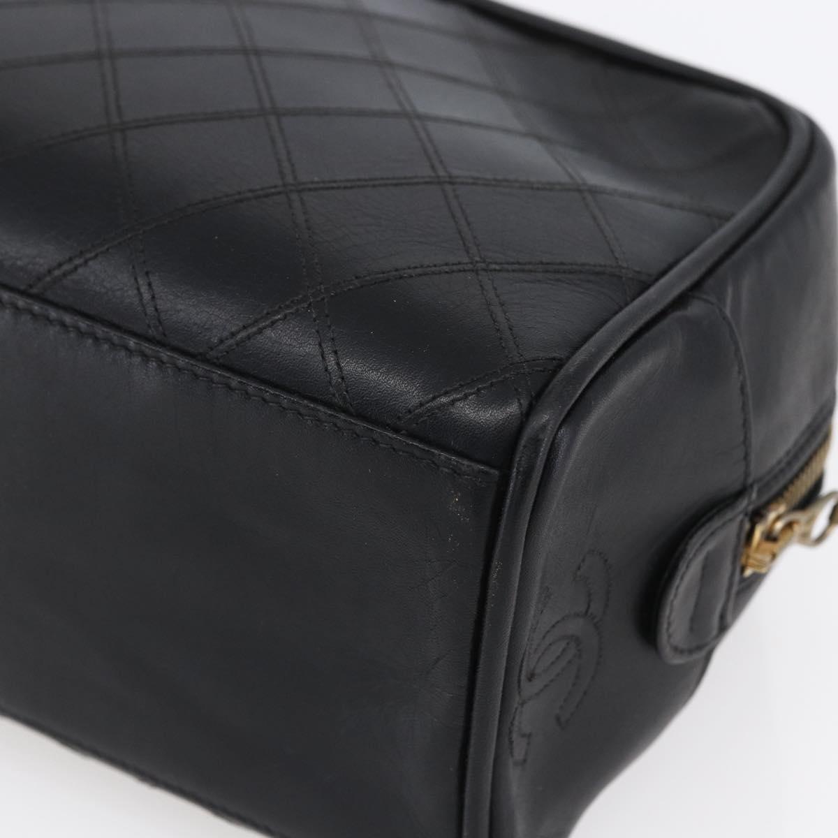 CHANEL Bicolore Pouch Patent leather Black Gold CC Auth mr1631